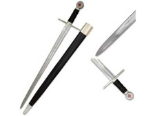 Medieval Warrior Crusader Holy Cross Knights Templar Real Long Sword w/Scabbard picture