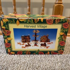 Fall Autumn Harvest Village Miniature Lighted Village Houses & Accessories Set picture