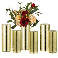 Glasseam Gold Cylinder Vases 6 Pcs Glass Flowers Vase Set picture