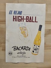 RARE BACARDI BAT RUM HIGH-BALL CARDBOARD WALL ADVERTISING 1950s VINTAGE ORIGINAL picture