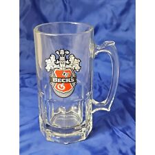 BECK'S Beer Glass Stein Libby Extra Large  Heavy 8 Inches Tall picture