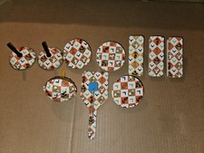 VTG Lot of 10, 50s Tin Litho Halloween Noisemakers Rattle Witch Cat Skull  Metal picture