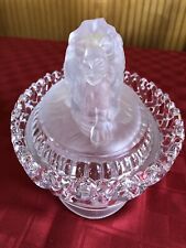 Imperial Clear Glass & Frosted Glass Lion On A Nest Covered Candy Dish picture