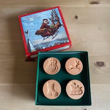 Vintage Rycraft Thomas Nast Christmas Cookie Stamps Porcelain Set of 4 NIB picture