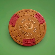 Rare VTG. 101 Club Bonbeck Defunct Las Vegas $5 Casino Poker Chip Near Perfect picture