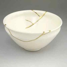 Handcrafted Kyo-yaki Rice Bowl Kintsugi Pattern by Ryōji | Kyoto Ware From Japan picture