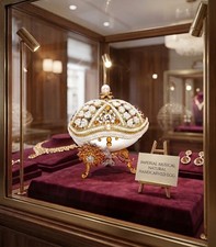 Fabergé Egg Trinket Real Egg Faberge Music Silk Interior Citrine Handmade picture