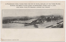 Antique 1907 Pittsburgh Flood Hotel Antler Panoramic Three Rivers Postcard picture