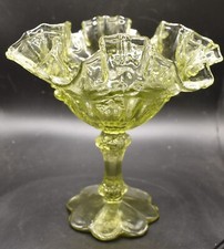 Vintage Large Green Glass Footed Compote picture