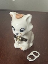 Vintage Manhattan Distrib. Miami Ceramic Cat Figural Mini Liquor Bottle Cork picture