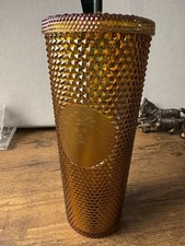 Starbucks Limited Edition Tumbler Cold Cup Gold Studded 24 oz New picture