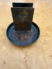 Roycroft Hammered Copper Matchbook Holder and Ashtray, Circa 1910-1915. picture