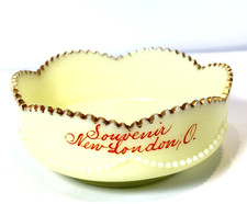 NEW LONDON OHIO OH Uranium Custard HEISEY Souvenir Trinket Glass DISH BOWL picture