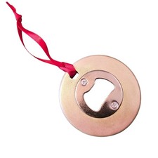 Darby's Treasures  Handcrafted Bottle Opener Champagne Gold Round Gold Trimmed picture