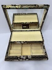 VTG Sankyo Oriental Upholstered Footed Lined Jewelry Sankyo 23 Note Music Box picture