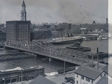 1920s Boston Waterfront Northern Ave Bridge Custom House Glass Negative OOAK picture