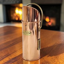 Vtg ODI Copper & Brass Ash Scuttle Bucket Scoop Long Match Holder W/Striker Slot picture