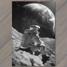 POSTCARD Man On The Moon Spaceship Strange ET Alien Ship Earth Space Astronaut picture