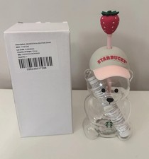 Starbucks Bearista Pink Drink Clear Glass Bear Cup w/ Straw 20 oz/591 mL picture