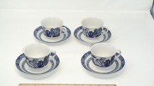 Royal Cuthbertson Blue Willow Set of 4 Demitasse Tea / Coffee Cups & Saucers picture