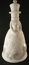 Candle Holder Votive Ceramic Milky White Lady Figurine Snowscapes Enesco picture