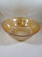 Vintage Amber Marigold Carnival Glass Basket Weave 9” Bowl picture