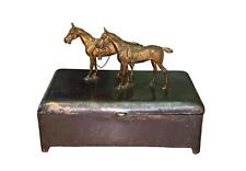 Vtg Horse JB Jennings Brothers Silver Tone Cigar Jewelry Trinket Hinged Box picture