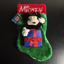 Vintage 90s Santa's Best Mickey Unlimited 3D Christmas Stocking Mickey Mouse NEW picture