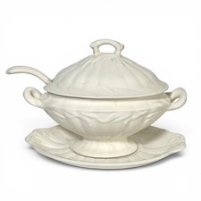 Antique c1910 Royal Staffordshire Wilkinson Wheat Ironstone Tureen 4pc Set Ladle picture