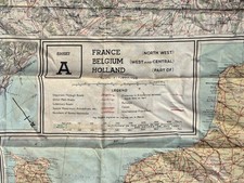 ANTIQUE Genuine RAF Vintage WWII Silk/Rayon ESCAPE Evasion MAP Europe 43/A 43/B picture