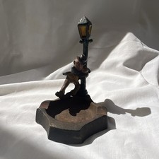 Vintage Cast Iron Hobo Leaning On Lamp Post Ashtray From 1930S picture