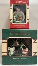 VTG 1988 Enesco Treasury An Eye On Christmas & 1989 Christmas Cookin' Ornaments picture