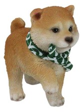 Lifelike Adorable Playful Japanese Shiba Inu Puppy Dog with Scarf Mini Figurine picture