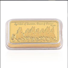 24K Gold Seven Horses Fortune Symbol Speed, Success Prosperity, Embossed Sheet picture