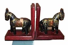 Vintage Hand Painted DALA HORSE BOOKENDS Distressed Fun picture