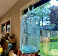 Buffalo Lithia Water Natures Materia Medica Large Blown Bottle Pictorial Woman picture