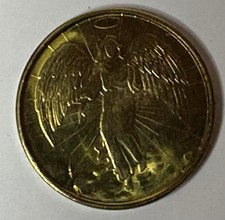 VTG Guardian Angel Pocket Coin BLESSED POCKET COIN RARE Brass Plated 1” Coin picture