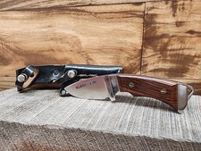 Vintage ROMO Japan K-100 Wilderness Fixed Blade Skinner Hunting Knife w/ Sheath picture