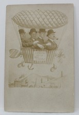 Vtg RPPC Handsome Men Hot Air Balloon Studio Photo Postcard Look Over Hot Spring picture