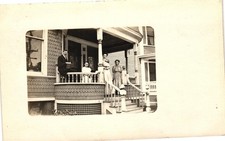 1911 RPPC Family on Victorian House Porch Schenectady NY Real Photo Postcard picture
