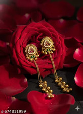 Latest Gold Plated Kashmiri Long Chain Ghungroo Earrings for Women & Girls picture