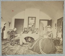 Photo:Interior of a Casemate 1900s man woman seated room interior picture