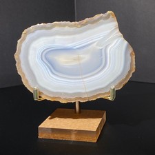 217G Rare Crazy Banded Lace Agate Crystal Polished Slice Mexican Healing picture