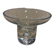 Vintage Krosno Poland Clear Art Glass Candle Holder W/ Controlled Bubble 3.25” picture