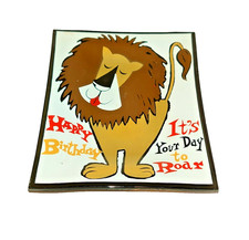 Wm Box Houze Vtg 1960s Art Glass Happy Birthday Ashtray/ Trinket Dish w/Lion picture