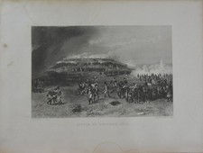 Antique Revolutionary War Bunker Hill Battle Scene Original 1878 Engraving Art picture