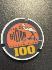 $100 Caribe Hilton San Juan Puerto Rico Casino Notched Chip CC CHC-100 picture
