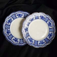 2x Antique W.H. Grindley England Blue Flow AS-IS Dessert Plate Melbourne Pattern picture