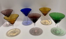 Marquis by Waterford Polka Dot Martini Glasses Set of 6 Multicolor Crystal 7.5” picture