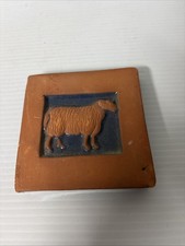 Mercer Tile Works Moravian 4” Sheep Tile Pottery 1988 Doylestown Pa Handmade picture